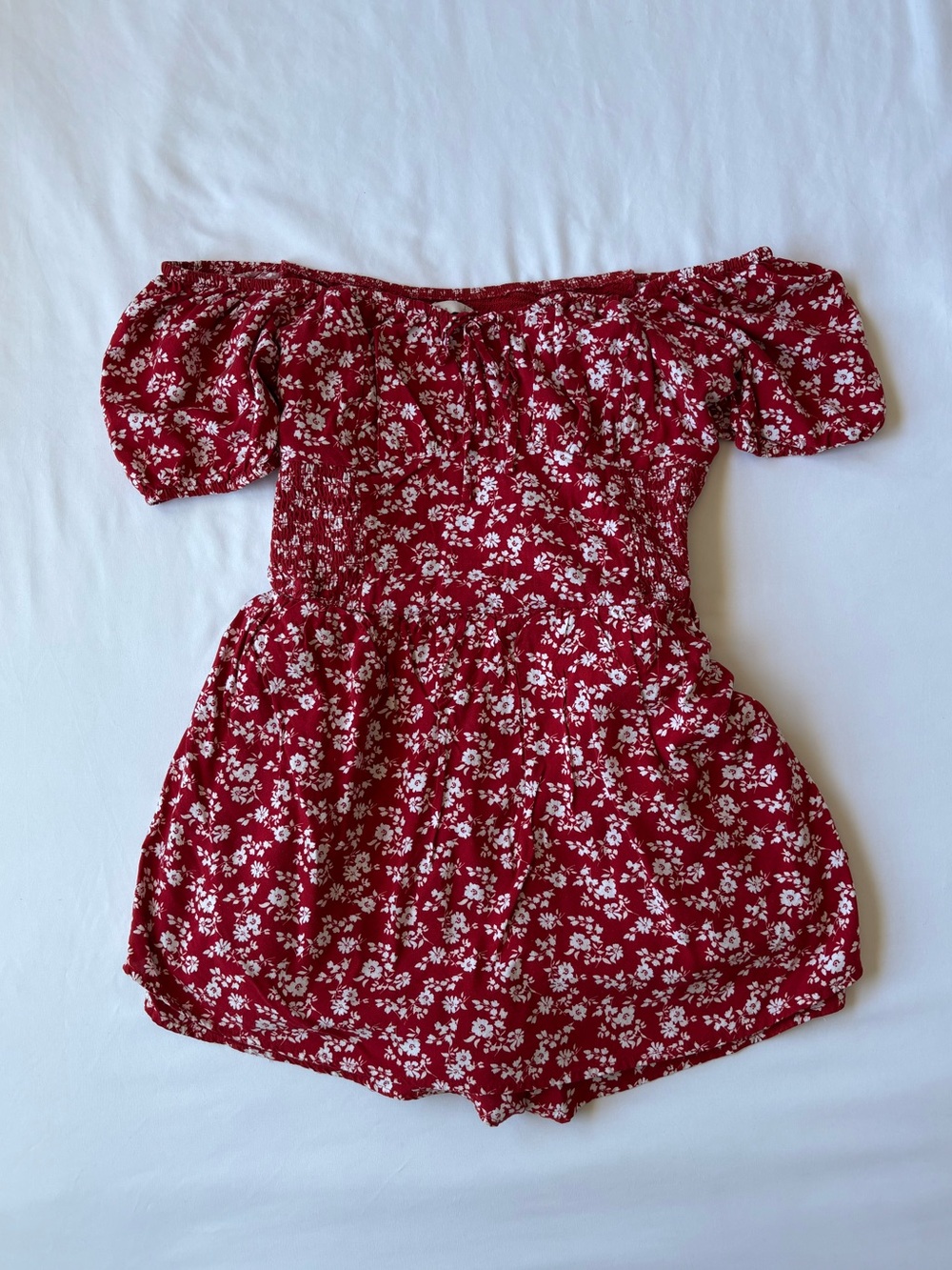 Red & White Hollister Floral Romper